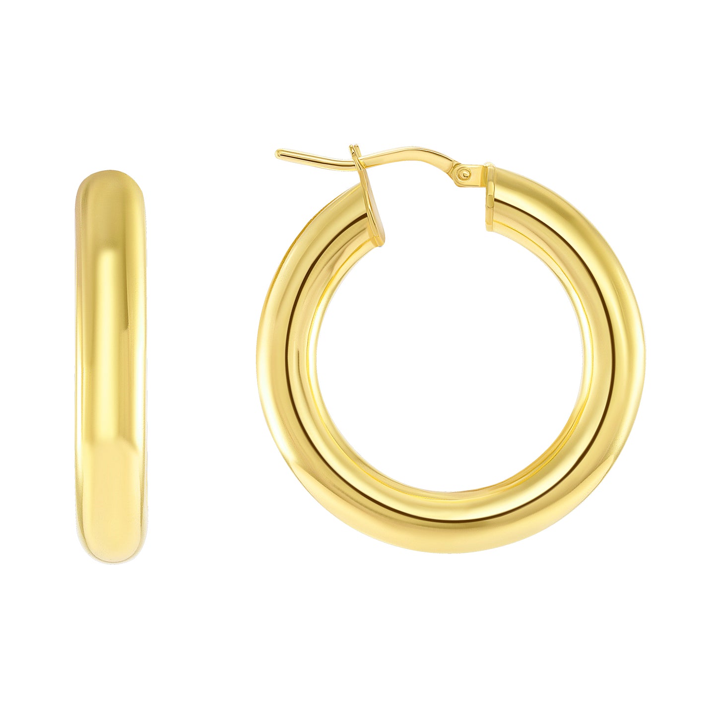 Silver 925 Gold Plated 20MM Round Plain Hoop Earrings. ITHP04-20MMG