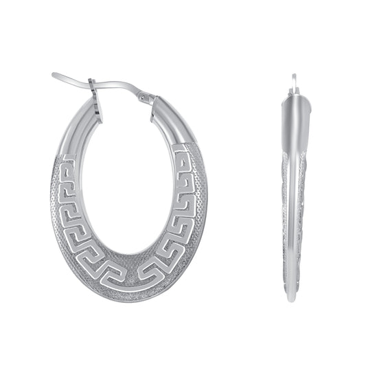 Silver 925 Italian 20 mm. Cubic Plain Hoop Earring. ITHP140-20M