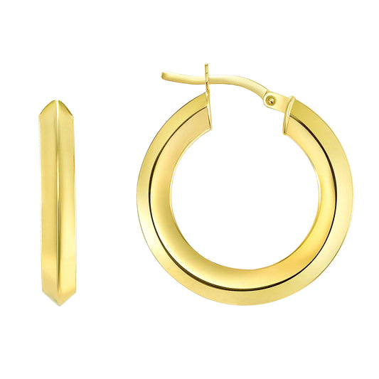 Silver 925 Gold Plated Plain 3D Design 15MM Hoop Earring. ITHP98-15MMG