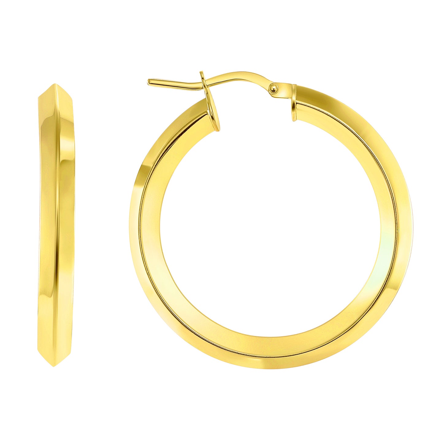 Silver 925 Gold Plated Plain 3D Design 25MM Hoop Earring. ITHP98-25MMG