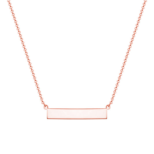 Silver 925 Rose Gold Plated ID Bar Necklace. ITNK1028RG