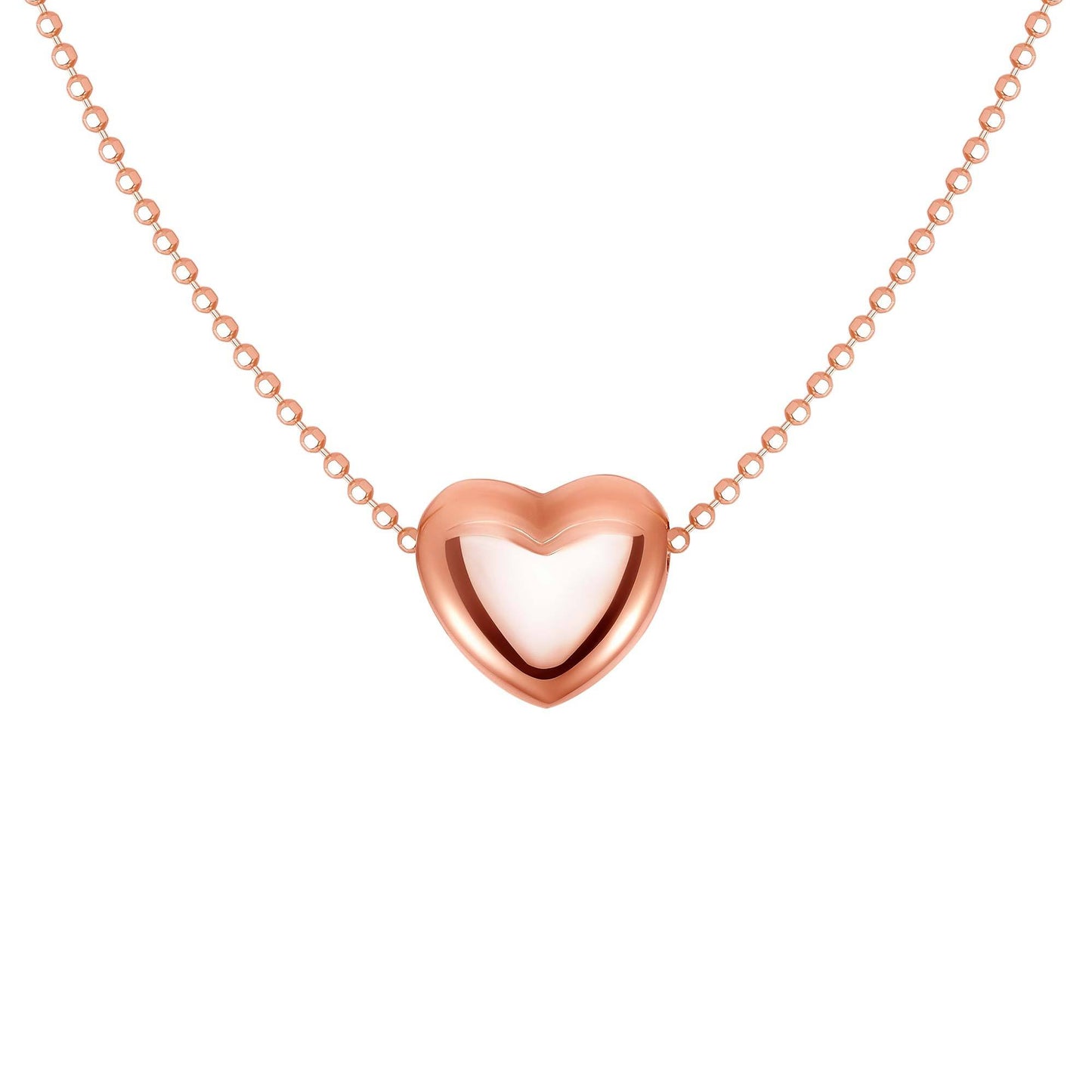 Silver 925 Rose Gold Plated Floating Heart Necklace. ITNK1052-RG