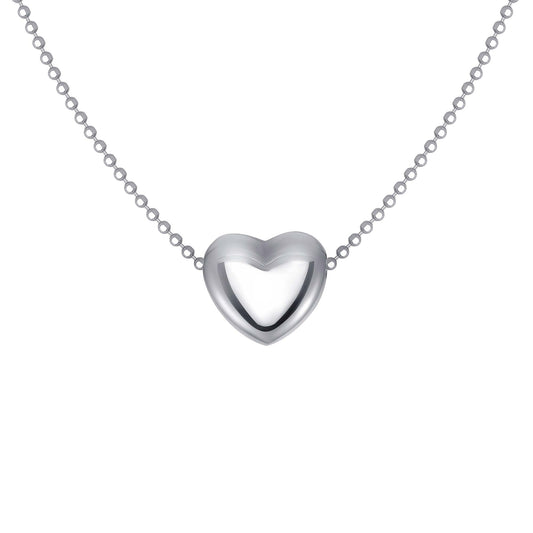 Silver 925 Rhodium Plated Floating Heart Necklace. ITNK1052-R