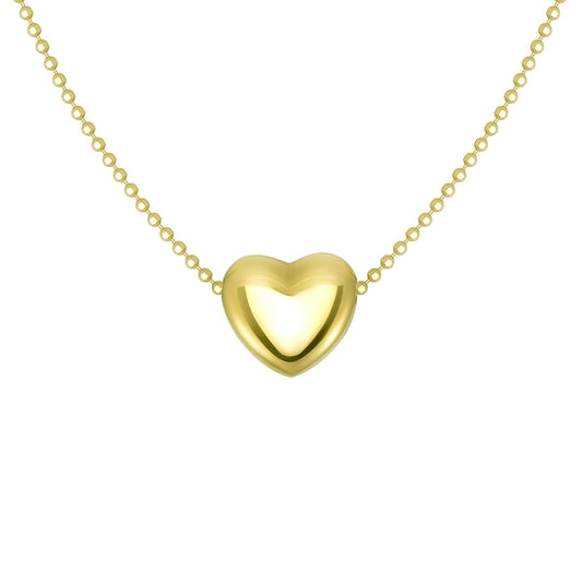 Silver 925 Yellow Gold Plated Floating Heart Necklace. ITNK1052-G