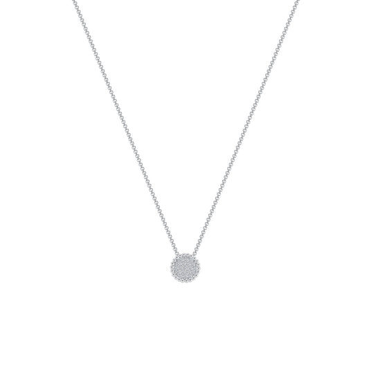 Silver 925 Rhodium Plated Micro Pave Full Cubic Zirconia Circle Pendant. ITP209-R