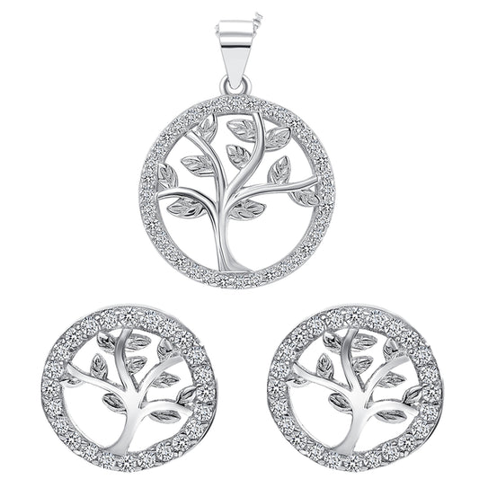 Silver 925 Rhodium Plated Tree of Life Set. JH805