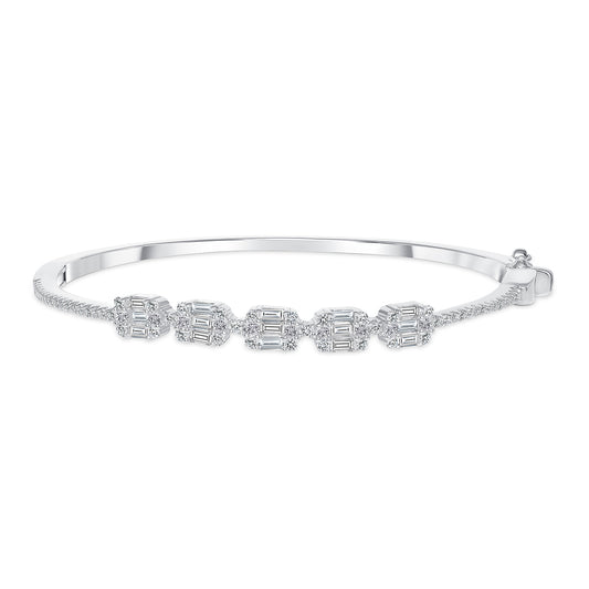 Silver 925 Heart Cubic Zirconia Bangle. KBA0274CLR