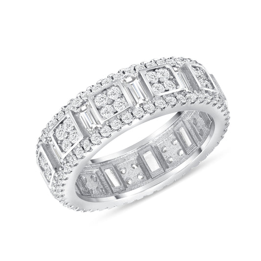 Silver 925 Square Cubic Zirconia Baguette Ring. KD124