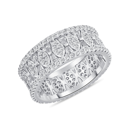 Silver 925 Full Cubic Zirconia Baguette Style Ring. KD125