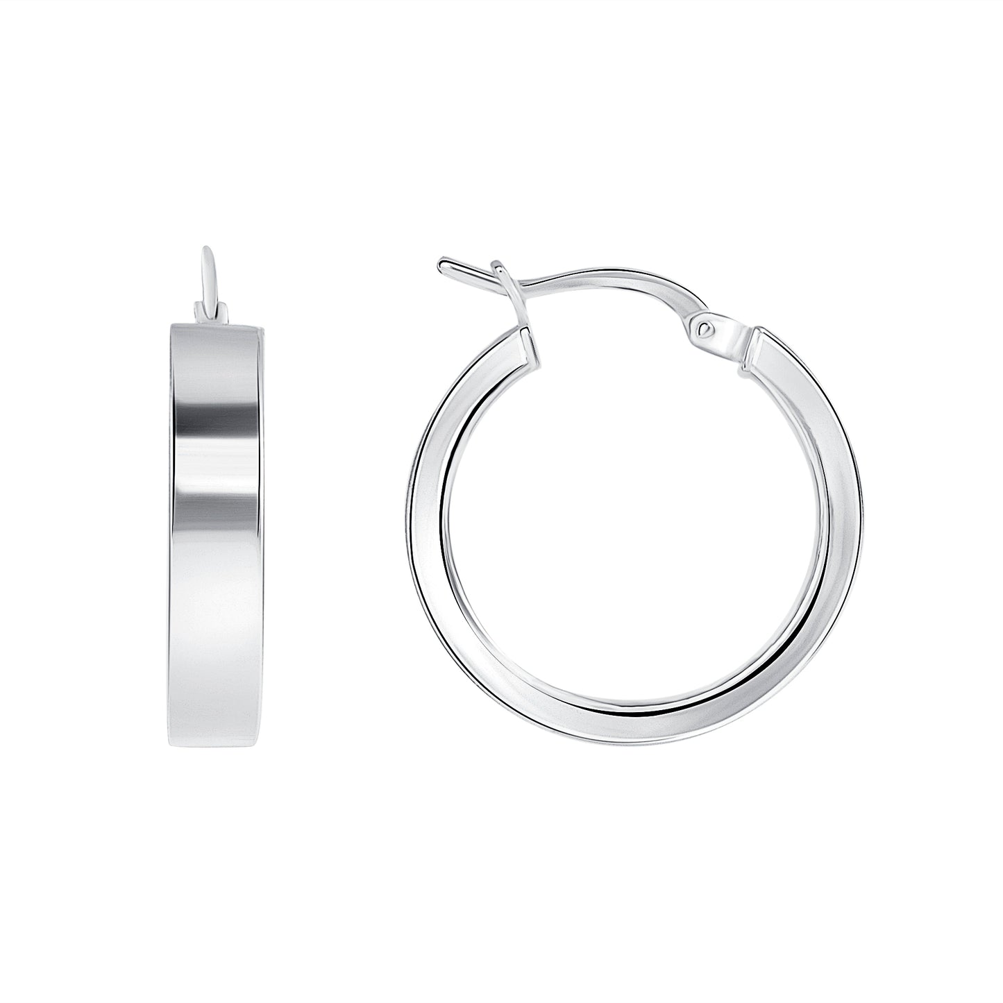 Silver 925 Rhodium Plated 20 mm. Plain Hoop Earring. ITHP129-20MM