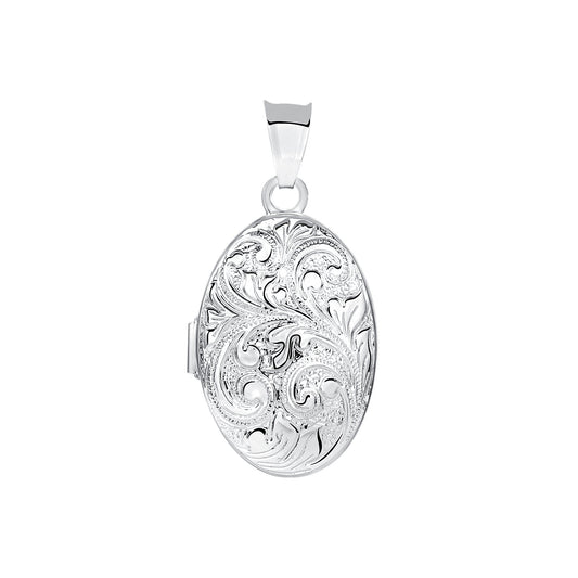 Sterling Silver Oval Paisley Locket
