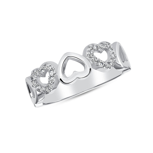 Sterling Silver Multi Hearts Ring