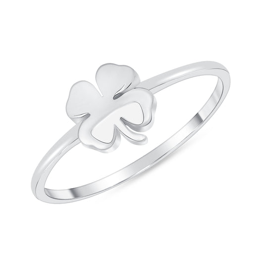 Silver 925 Rhodium Plated Shamrock Ring. MD004