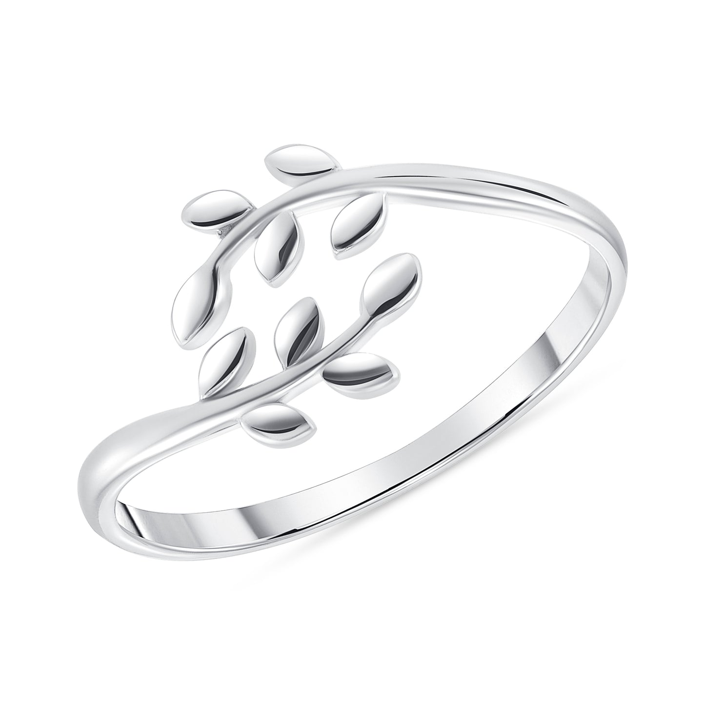 Silver 925 Rhodium Plated Two Leaf Ring. MD016