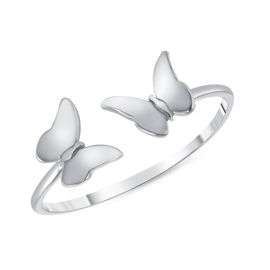 Silver 925 Rhodium Plated Two Butterfly Rings. MD022