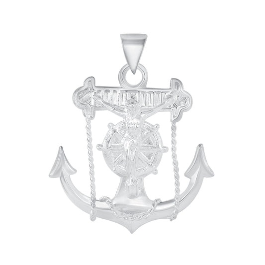 Silver 925 Anchor with Hanging Jesus Pendant. MEDA19
