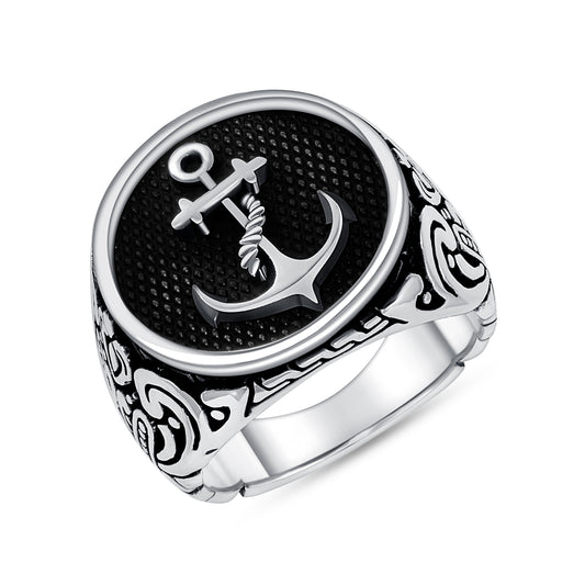 Silver 925 Anchor Men's Ring. MENRING21