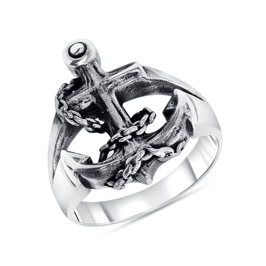 Silver 925 Anchor Men's Ring. MENRING23