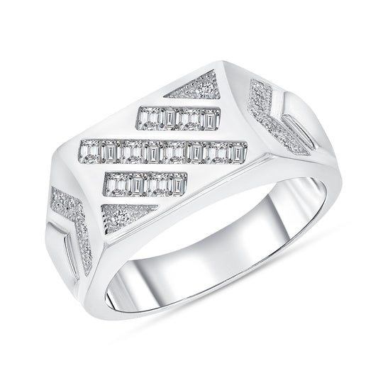Silver 925 Men Square Cubic Zirconia Ring. MENRING36