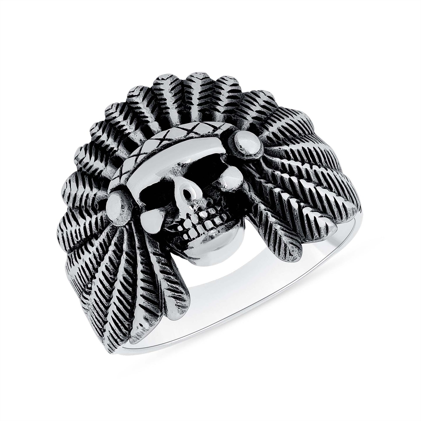 Silver 925 Oxidized Skull Head Men's Ring. MHY044