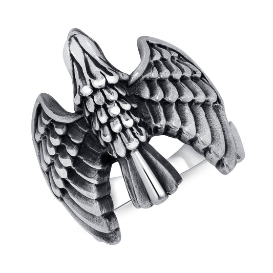 Silver 925 Oxidized Eagle Head Men's Ring.MHY075