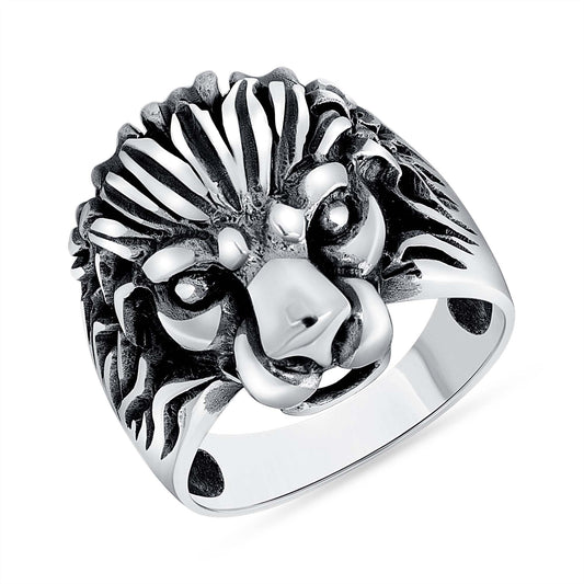 Silver 925 Oxidized Lion Head Men's Ring. MHY099