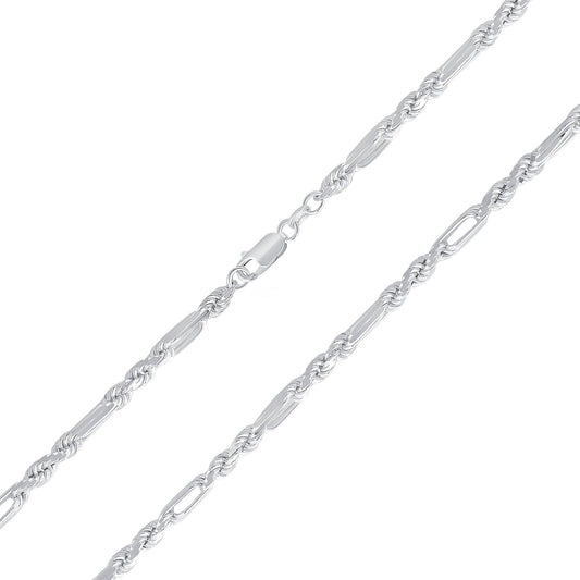 Silver 925 6mm. Italian Figaro Rope Chain. MILANO6MM