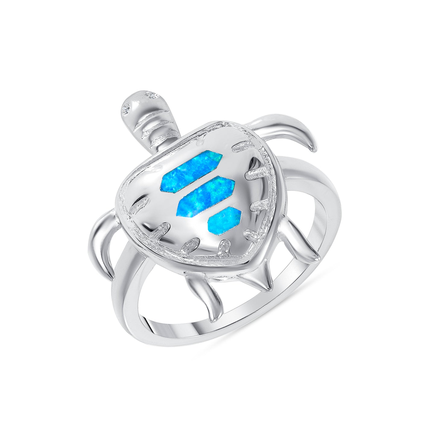 Silver 925 Rhodium Plated Ladies Turtle Opal Ring. OPALR1