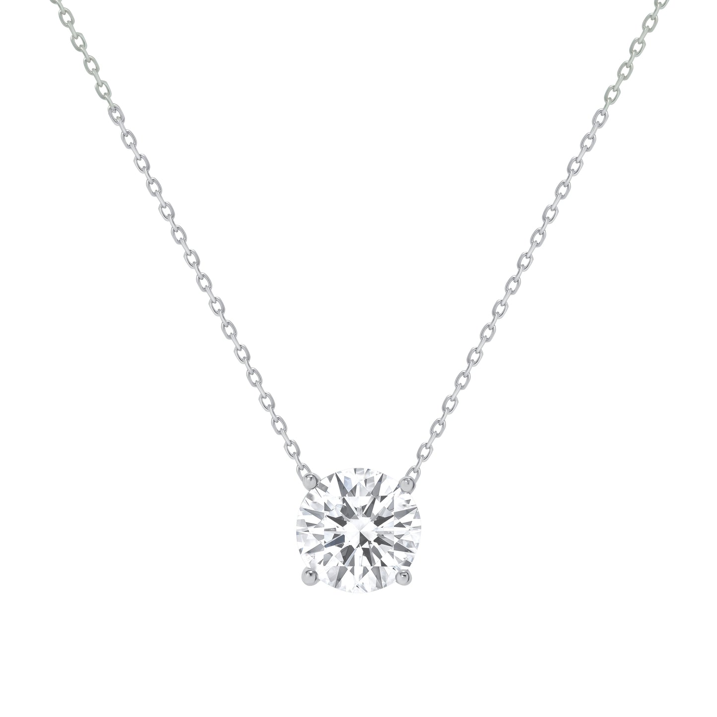 Silver 925 Rhodium Plated Round Cubic Zirconia Necklace. P25515