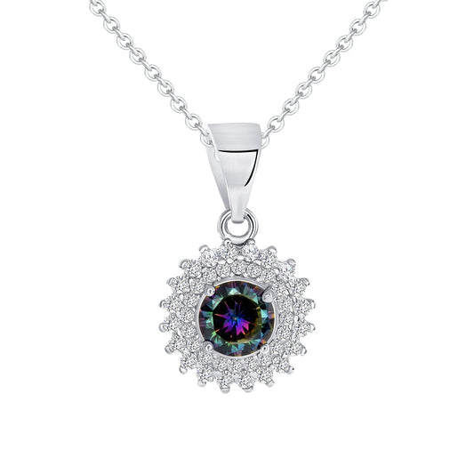 Sterling Silver Round Mystic Topaz Pendant