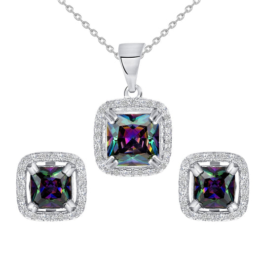 Sterling Silver Mystic Topaz Square Set