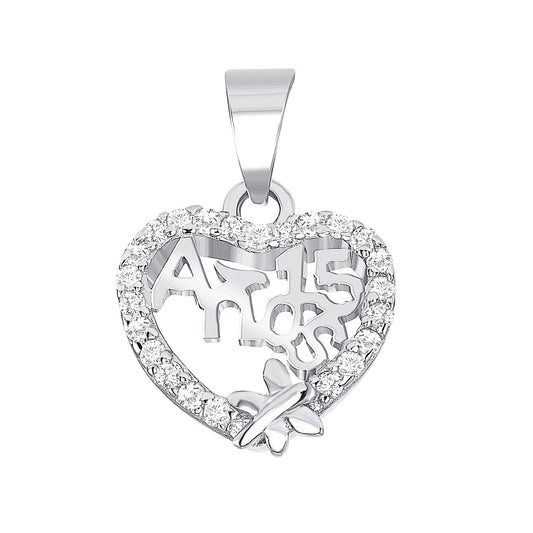 Silver 925 Rhodium Plated Full Heart 15 Years Cubic Zirconia Set. PS0573C1