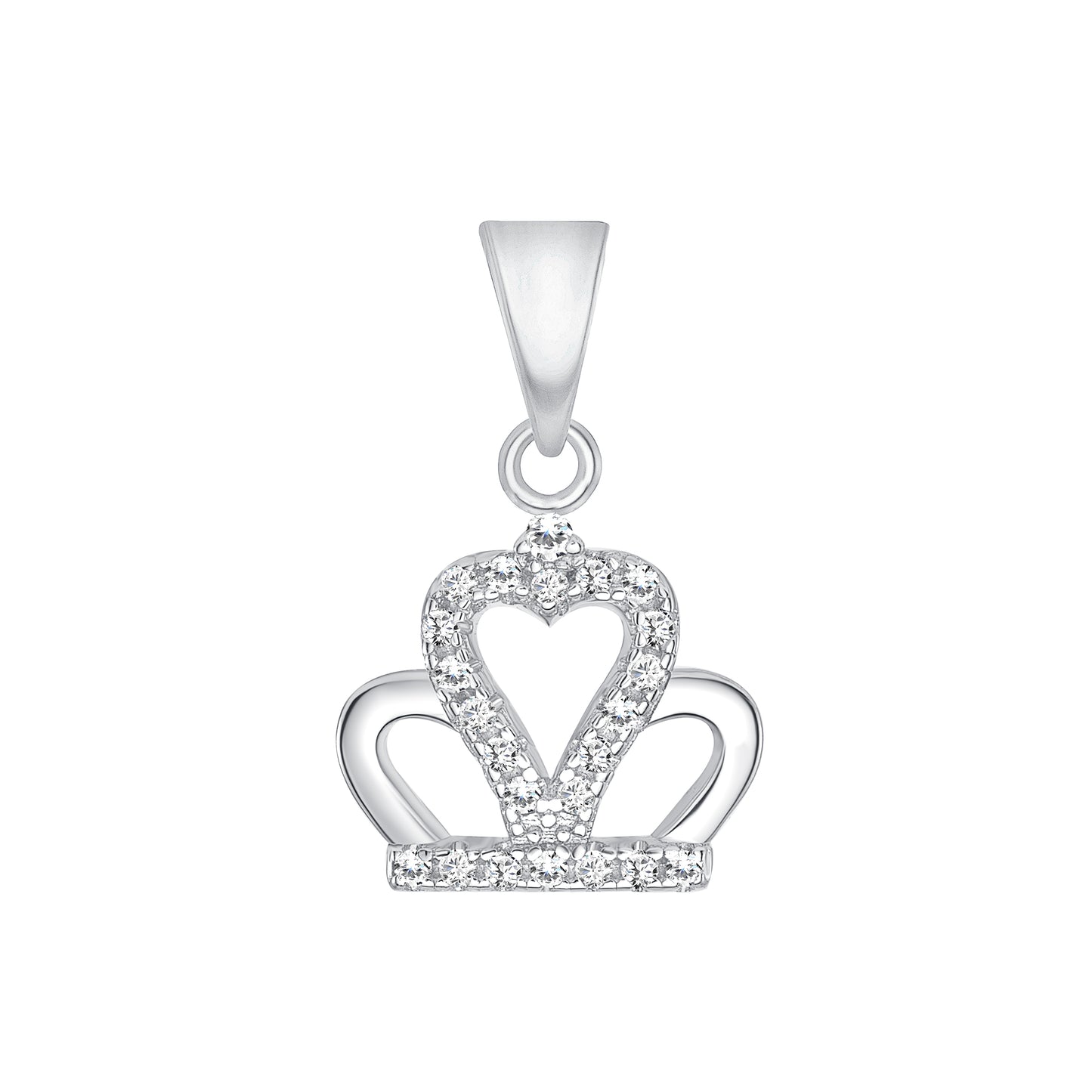 Silver 925 Rhodium Plated Mini Crown Cubic Zirconia Set. PS0895C1