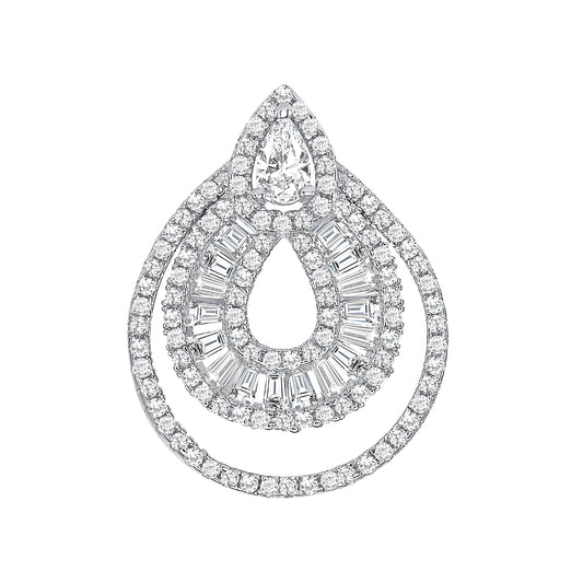 Silver 925 Rhodium Plated Cubic Zirconia Tear Shape Set. PS1299C1