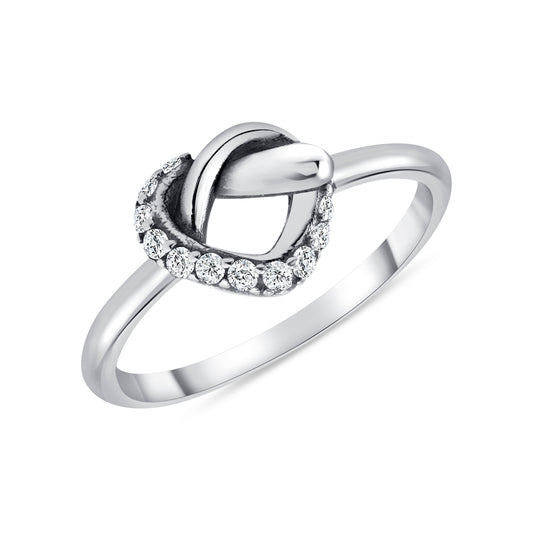 Silver 925 Rhodium Plated Infinity Heart Cubic Zirconia Ring. R10068