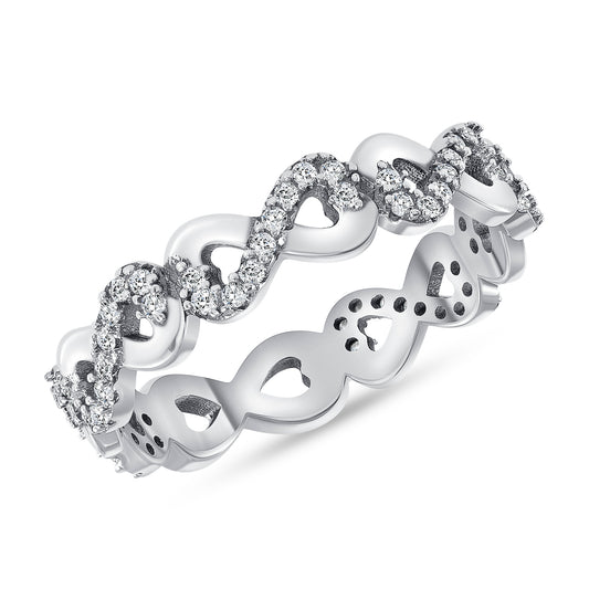 Silver 925 Rhodium Plated Infinity Cubic Zirconia Ring. R10277