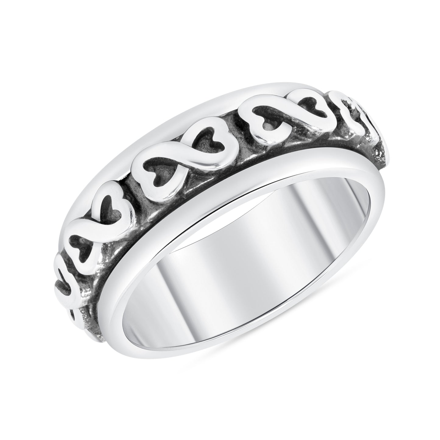 Silver 925 Heart Infinity Spinning Oxidized Ring. R68011172