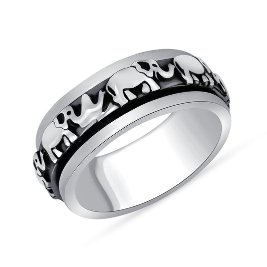Silver 925 Spinning Oxidized Elephant Ring. R71010138