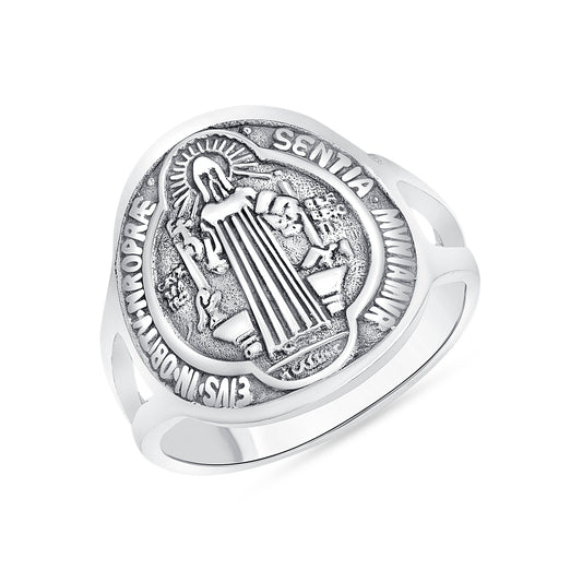 Silver 925 San Benito (Saint Benedict) Center Oxidized Ring. RGMX03