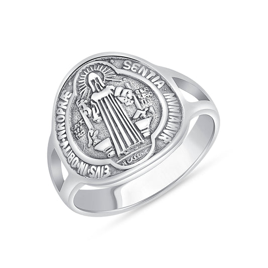 Silver 925 San Benito (Saint Benedict) Center Ring. RMGX04