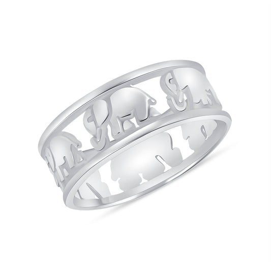 Silver 925 Elephant Around Design Ring. RGMX07
