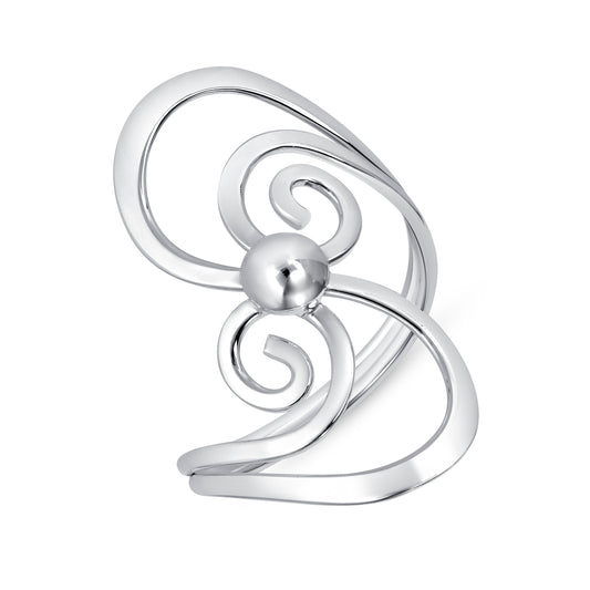 Silver 925 Wave Circle in Center Design Ring. RGMX14