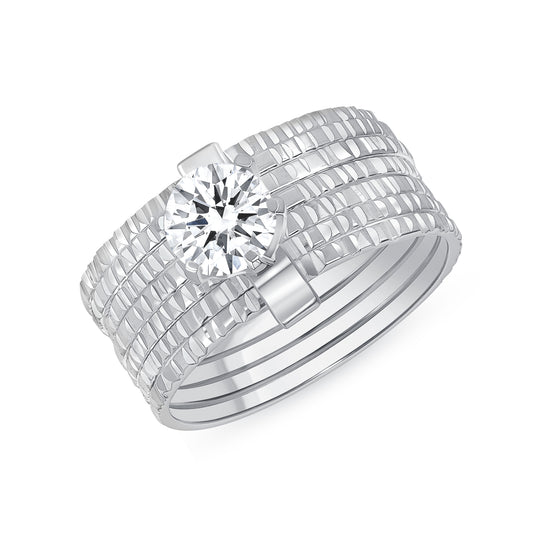 Silver 925 Seminario Engagement Cubic Zirconia Ring. RGMX16
