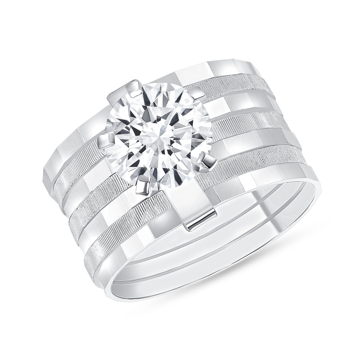 Silver 925 Seminario Engagement Cubic Zirconia Ring. RGMX17