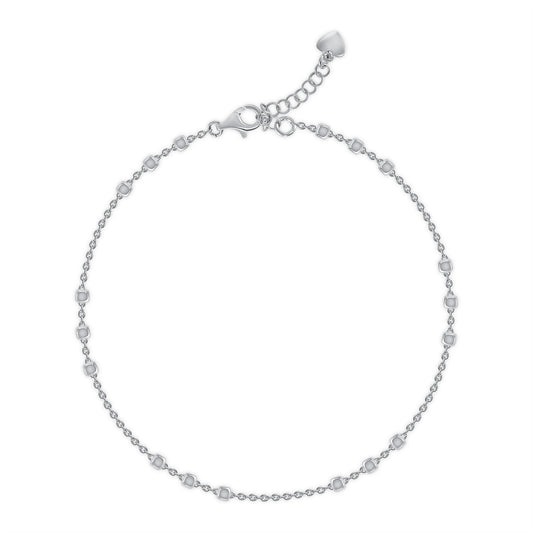 ROLO3SQ. Silver 925 Rhodium Plated Rolo 3 Square Anklet