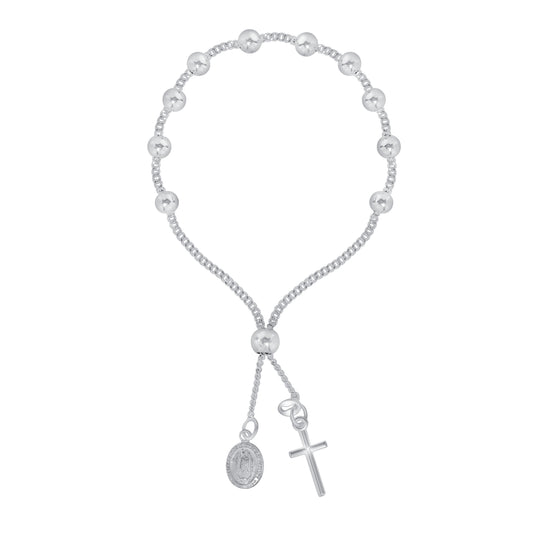 Silver 925 Italian Rosary 5mm Curb Adjacent Bracelet. ROSARYBR-5MM
