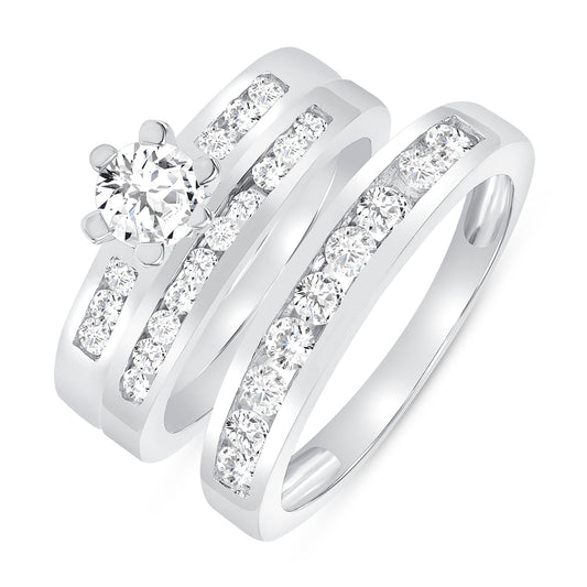 Silver 925 Trios Round Cubic Zirconia Rings. RS0073C3
