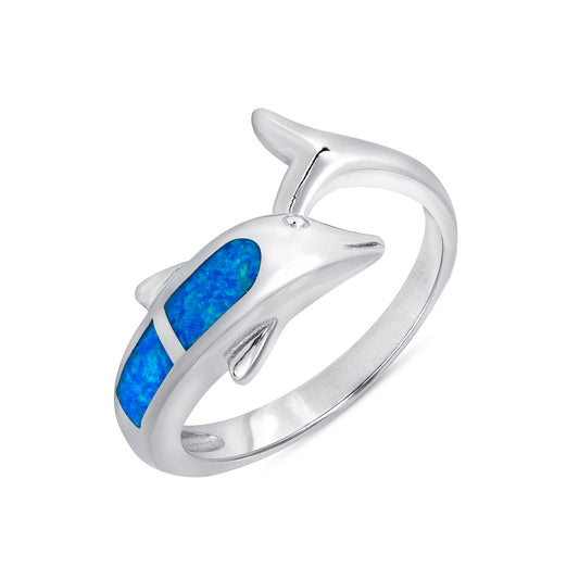 Silver 925 Dolphin Opal Ring. RS0441