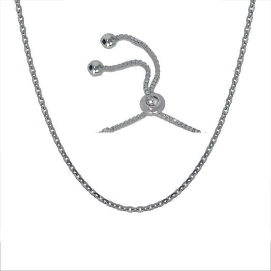 Silver 925 Rhodium Plated Rolo Diamond Cut 040 Adjustable Chain. ROLO040R-ADJ-22