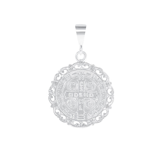 Silver 925 Saint Benedict (San Benito) Double Sided Medallion. SANBEN05
